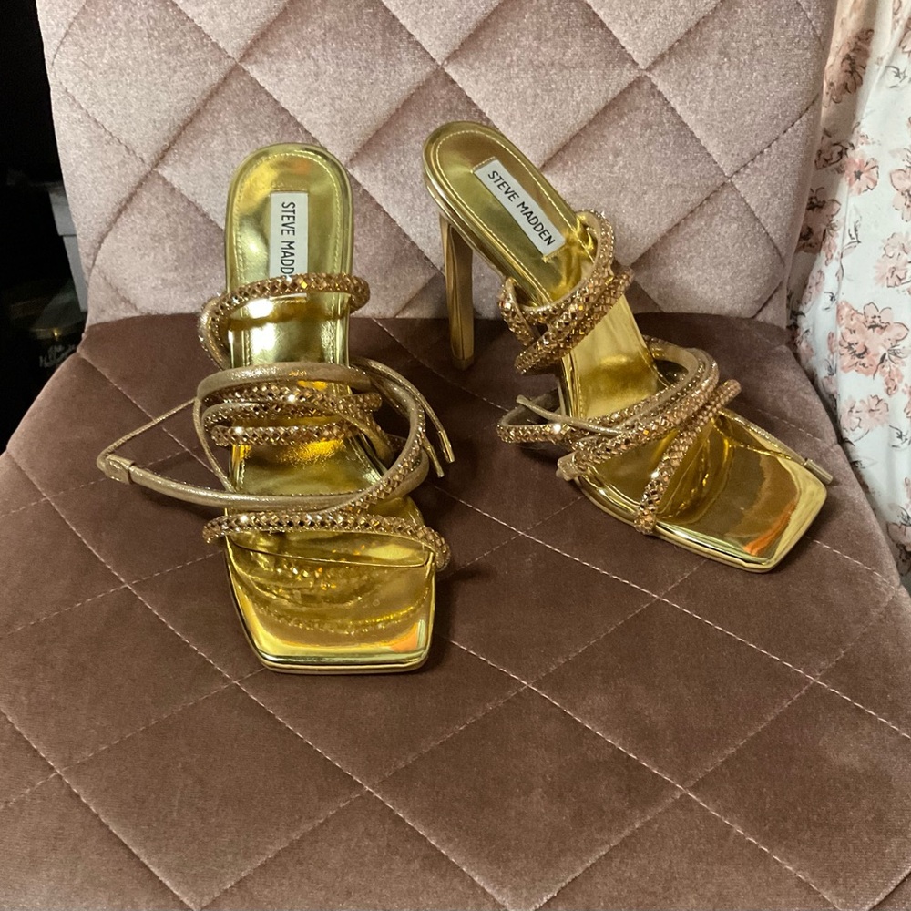Steve Madden Gold Strappy Heels